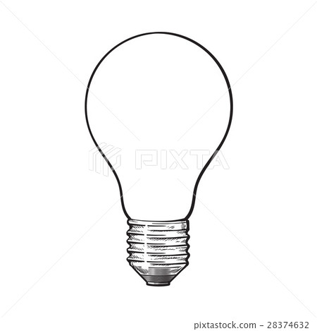 Matted, opaque tungsten light bulb, side view 28374632