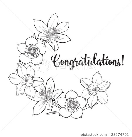 Half frame of spring flowers, sketch vector Half frame of spring flowers, sketch vector 28374701