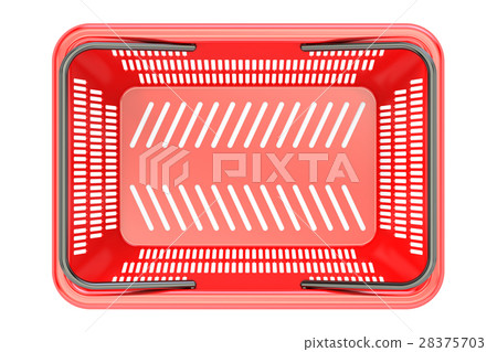 Red shopping basket top view, 3D rendering 28375703