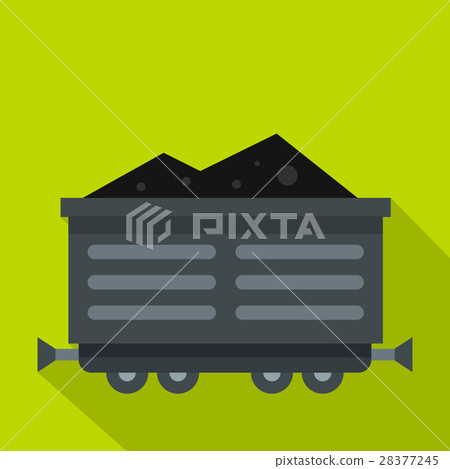 Train waggon with coal icon, flat style 28377245