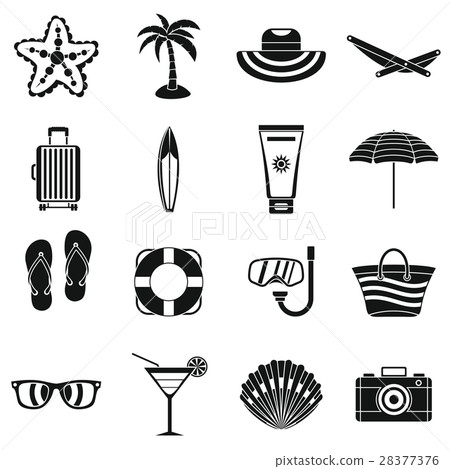 Summer rest icons set, simple style 28377376