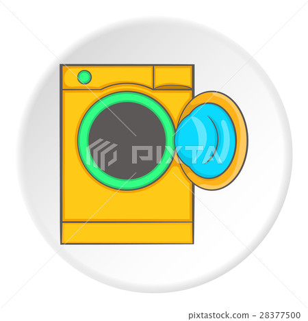 Orange washing machine icon, cartoon style Orange washing machine icon, cartoon style 28377500