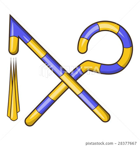 Osiris crossed hook and flail icon, cartoon style 28377667
