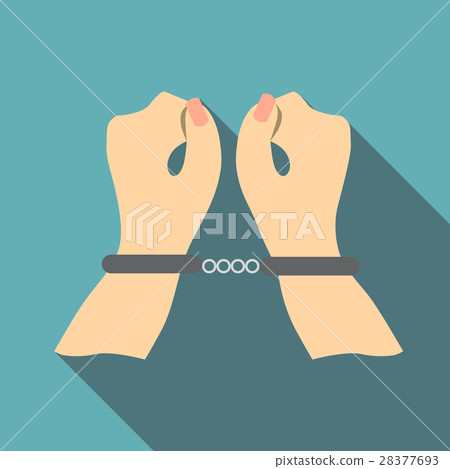Pair of hands in handcuffs icon, flat style 28377693