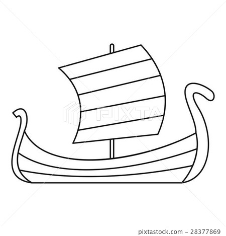 Medieval boat icon, outline style 28377869