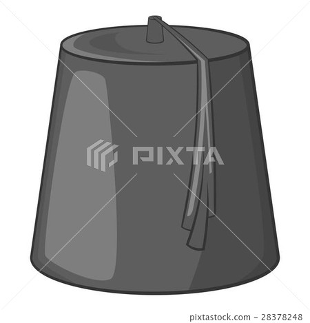 Red turkish fez icon, gray monochrome style 28378248