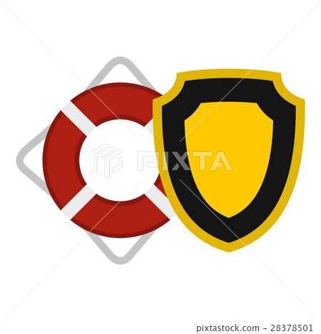 Lifebuoy and shield icon, flat style Lifebuoy and shield icon, flat style 28378501