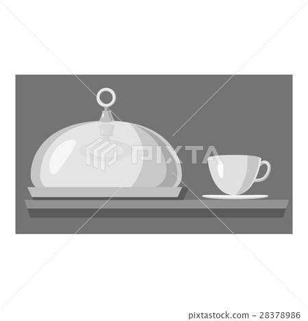 Cloche for meal and cup of hot drink icon 28378986