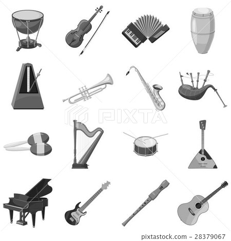 Musical instrument icons set gray monochrome style Musical instrument icons set gray monochrome style 28379067