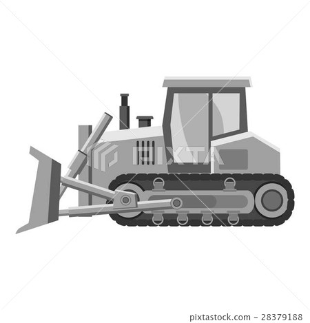 Bulldozer icon, gray monochrome style Bulldozer icon, gray monochrome style 28379188