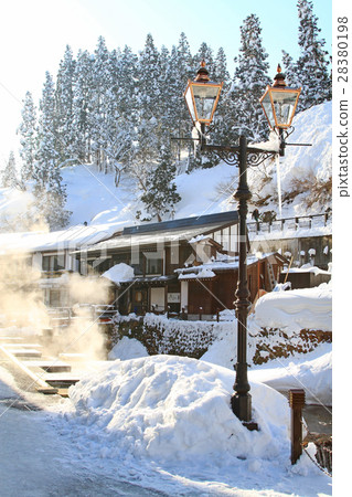 Ginzan hot spring hot water and gas light 28380198
