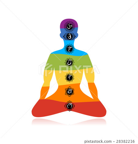 Yoga lotus pose with chakras for your design 28382216