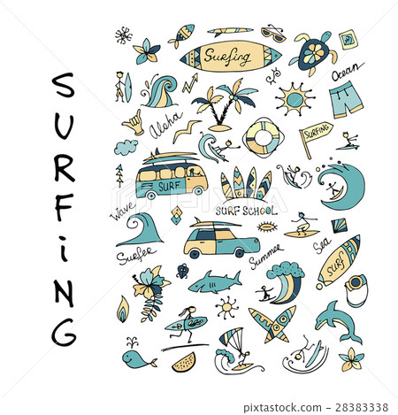 Surfing icons collection for your design 28383338