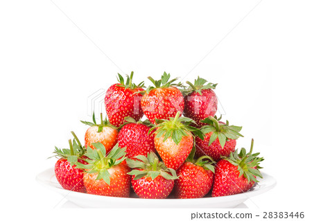 stawberries in a white plate on white background stawberries in a white plate on white background 28383446