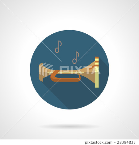Brass wind instruments. Bugle round vector icon 28384835