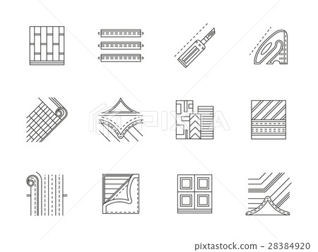 Linoleum service flat line vector icons set 28384920