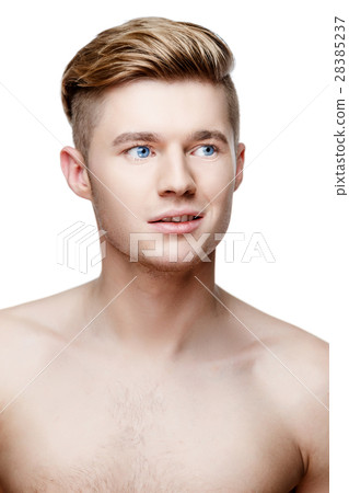 Young shirtless man isolated on white 28385237