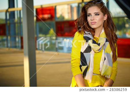 A shot of a beautiful young Caucasian woman traveling A shot of a beautiful young Caucasian woman traveling 28386259
