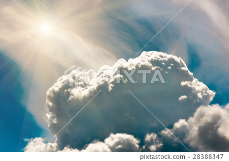 Storm Clouds in the blue sky and sun, background 28388347