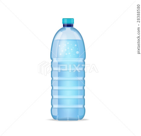 Realistic bottle with clean blue water 28388580