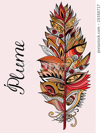 Color plume with lettering. Vector illustration. Color plume with lettering. Vector illustration. 28388717