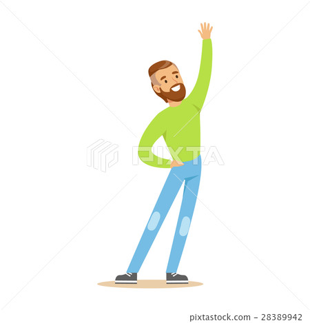 Beardy Man In Green Sweater Overwhelmed With 28389942