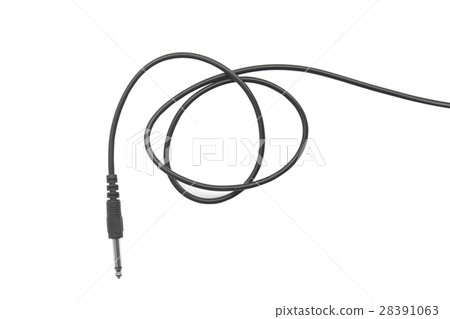 Guitar audio jack with black cable isolated Guitar audio jack with black cable isolated 28391063