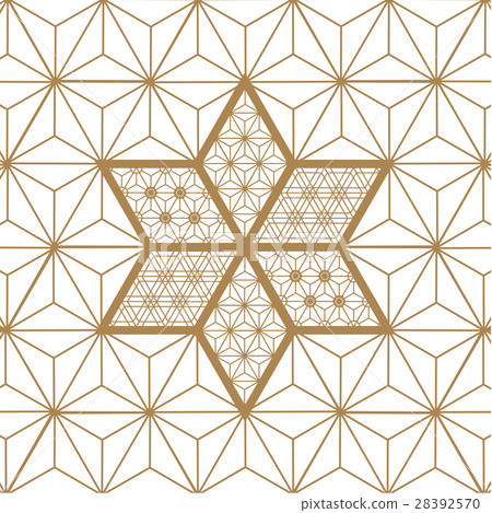 Japanese Gold background and pattern. Kumiko style 28392570
