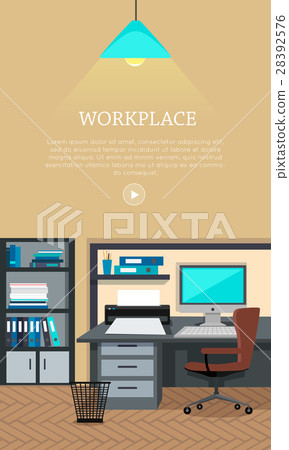 Workplace Concept Vector Web Banner in Flat Design 28392576