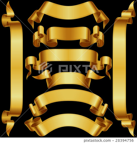 Vector set of Gold Banner Ribbon 28394756