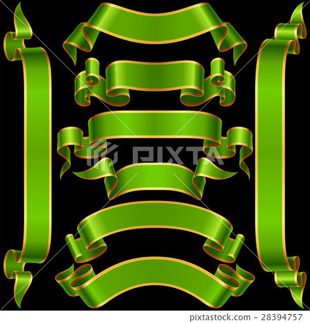 Vector set of Green Banner Ribbon 28394757