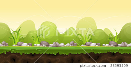 Seamless Green Landscape For Game Ui 28395309