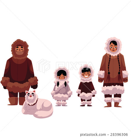 Eskimo, Inuit family of father, mother and kids Eskimo, Inuit family of father, mother and kids 28396306
