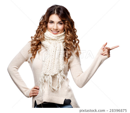 Beautiful young woman in knitted wool sweater 28396875