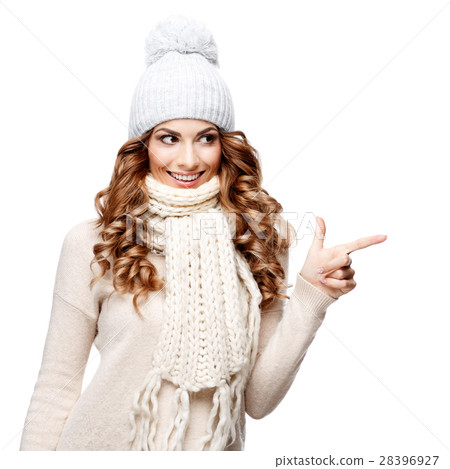 Beautiful young woman in knitted wool sweater 28396927