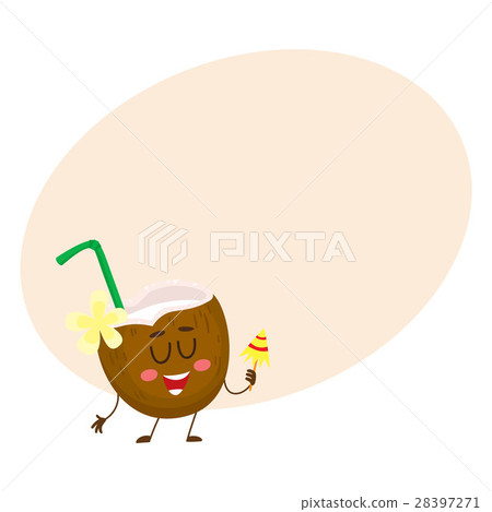 Exotic cocktail in coconut, funny character Exotic cocktail in coconut, funny character 28397271