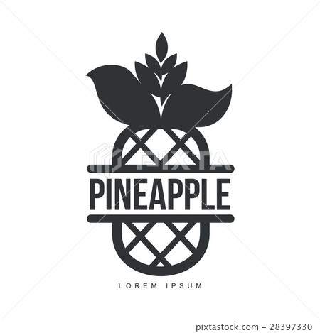 Black and white symmetric graphic pineapple logo Black and white symmetric graphic pineapple logo 28397330