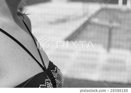 Upper body of a woman in bathing suit Upper body of a woman in bathing suit 28398188