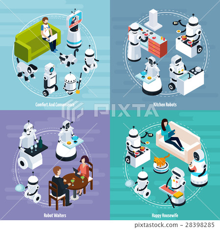 Home Robots 2x2 Isometric Design Concept 28398285