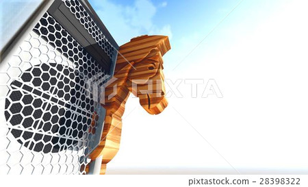 Trojan horse and computer 3d rendering 28398322