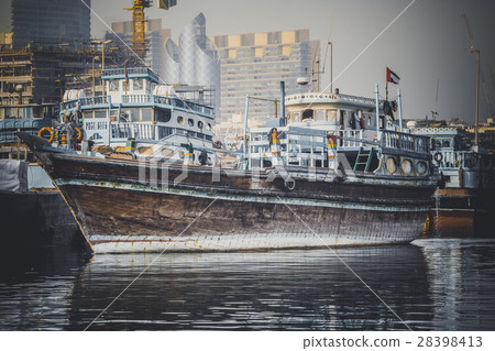 Loading a ship in Port Said in Dubai, UAE. Loading a ship in Port Said in Dubai, UAE. 28398413
