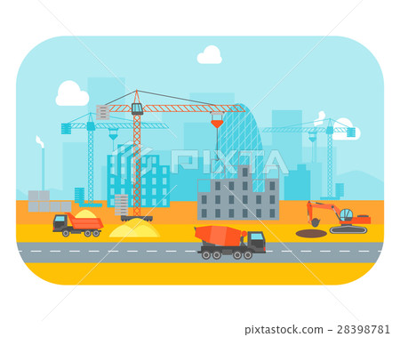 Cartoon Construction Building. Vector Cartoon Construction Building. Vector 28398781