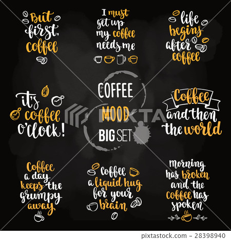 Modern calligraphy style coffee phrase big set. Modern calligraphy style coffee phrase big set. 28398940