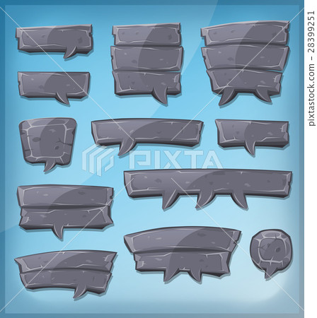 Cartoon Stone Speech Bubbles For Ui Game 28399251