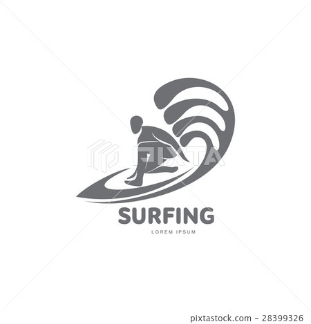 Graphic surfing logo template with surfer Graphic surfing logo template with surfer 28399326