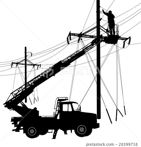 Electrician, making repairs at a power pole Electrician, making repairs at a power pole 28399718