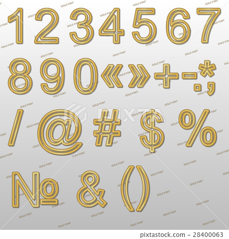 Design elements - gold wire 3D font, numbers Design elements - gold wire 3D font, numbers 28400063