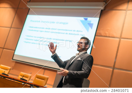 Speaker giving talk at Business Conference. 28401071