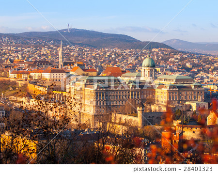 View of Buda Castle from Gellert Hill on sunny 28401323