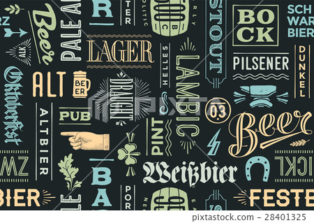 Seamless pattern with types of beer and hand drawn Seamless pattern with types of beer and hand drawn 28401325